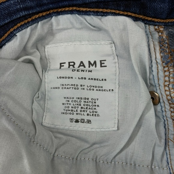 Frame Le Garcon Skinny Jeans 28(30) Distressed Mid Rise Medium Wash 27 Inseam - Picture 4 of 14
